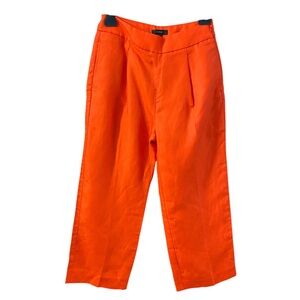 J.Crew Bright Orange Cropped Linen Pants Size 0